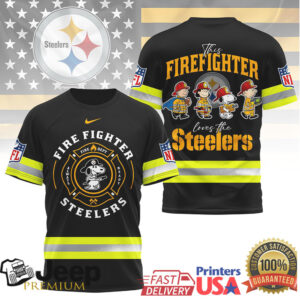 Pittsburgh Steelers Firefighter Snoopy Peanuts Reflective Safety Shirt
