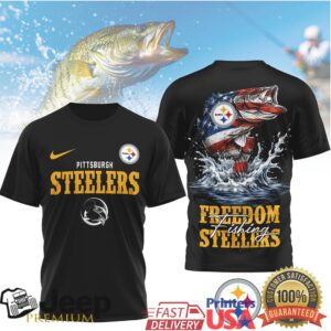 Pittsburgh Steelers Freedom Fishing Largemouth Bass Graphic Tee