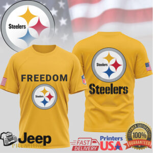 Pittsburgh Steelers “Freedom” Patriotic USA Flag Logo NFL Graphic T Shirt