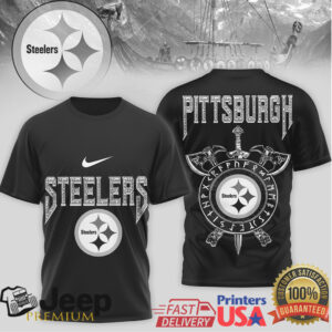 Pittsburgh Steelers Iron Warrior Viking Shield & Sword T Shirt