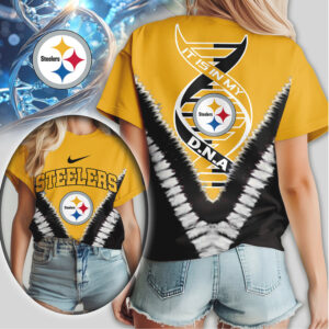 Pittsburgh Steelers “It Is In My DNA” Gold & Black Tie Dye Women’s T Shirt Pittsburgh Steelers “It Is In My DNA” Gold & Black Tie Dye Women’s T Shirt