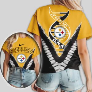 Pittsburgh Steelers “It Is In My DNA” Gold & Black Tie Dye Women's T Shirt
