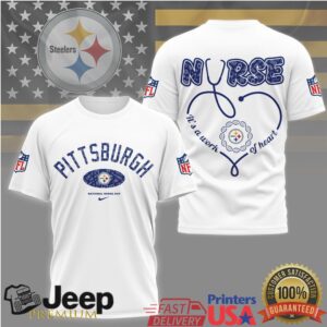 Pittsburgh Steelers Nurse Appreciation “Work of Heart” Stethoscope T Shirt Pittsburgh Steelers Nurse Appreciation “Work of Heart” Stethoscope T Shirt