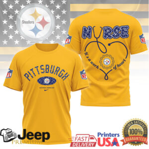 Pittsburgh Steelers Nurse Appreciation “Work of Heart” Stethoscope T Shirt