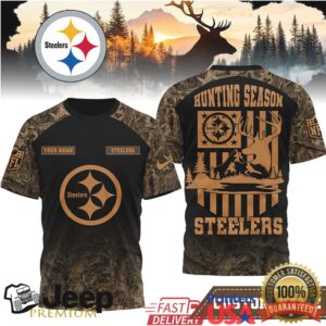 Pittsburgh Steelers Personalized Camo Hunting Season 3D T Shirt Pittsburgh Steelers Personalized Camo Hunting Season 3D T Shirt