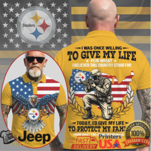 Pittsburgh Steelers Soldier & Eagle USA Flag Patriotic 3D Polo