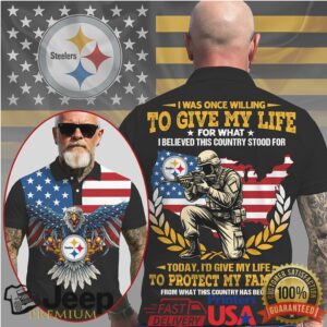 Pittsburgh Steelers Soldier & Eagle USA Flag Patriotic 3D Polo
