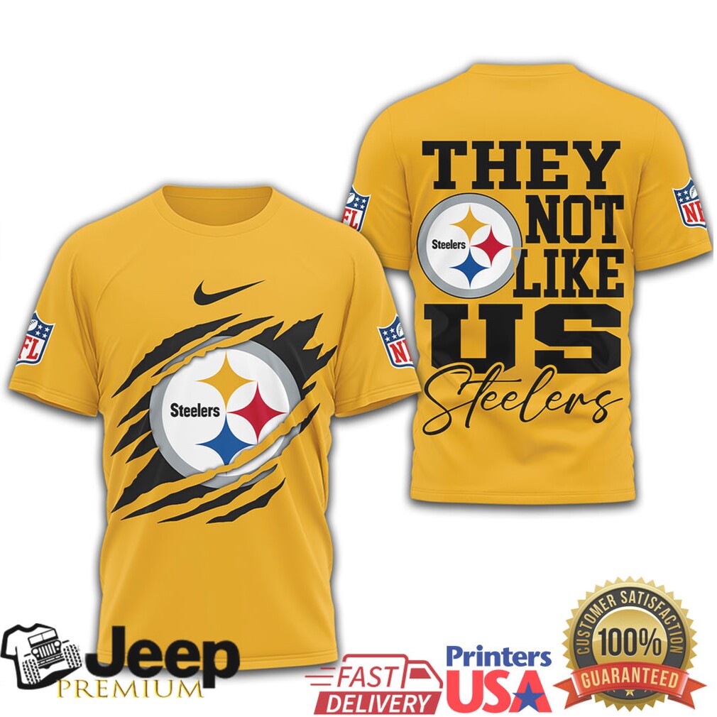 Pittsburgh Steelers “They Not Like Us” Steel City Ripped Tee Pittsburgh Steelers “They Not Like Us” Steel City Ripped Tee