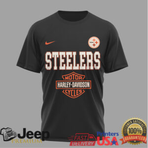 Pittsburgh Steelers x Harley Davidson Ride The Legend Black T Shirt