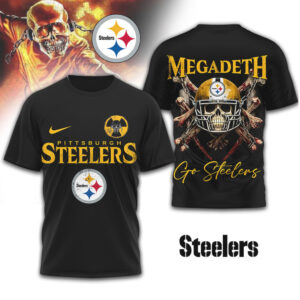 Pittsburgh Steelers x Megadeth Radioactive Skull Heavy Metal T Shirt Pittsburgh Steelers x Megadeth Radioactive Skull Heavy Metal T Shirt