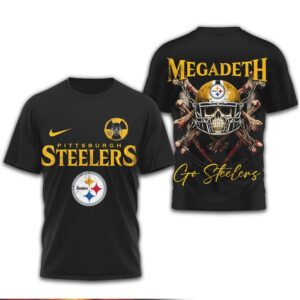 Pittsburgh Steelers x Megadeth Radioactive Skull Heavy Metal T Shirt