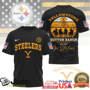 Pittsburgh Steelers x Yellowstone Dutton Ranch Montana Cowboy Style NFL T Shirt