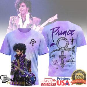 Prince Purple Rain Signature Graphic Tribute All Over Print Shirt