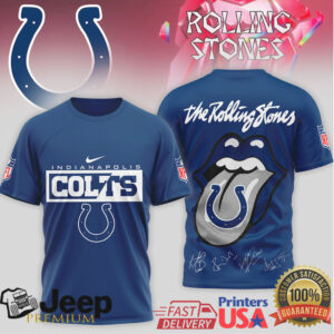 Rolling Stones x Indianapolis Colts Tongue Logo T Shirt NFL Rock & Roll Collection