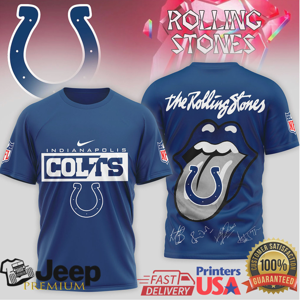 Rolling Stones x Indianapolis Colts Tongue Logo T Shirt NFL Rock & Roll Collection Rolling Stones x Indianapolis Colts Tongue Logo T Shirt NFL Rock & Roll Collection