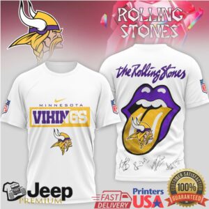 Rolling Stones x Minnesota Vikings Skol Rock Signature T Shirt Purple Pride Edition