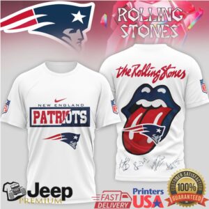 Rolling Stones x New England Patriots Custom Signature T Shirt