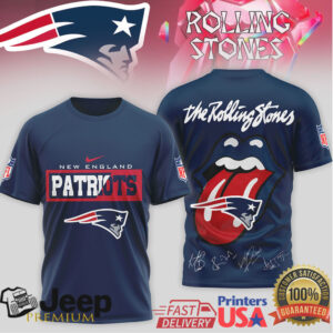 Rolling Stones x New England Patriots Custom Signature T Shirt