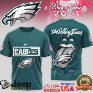 Rolling Stones x Philadelphia Eagles Midnight Green Rock T Shirt NFL Signature Series