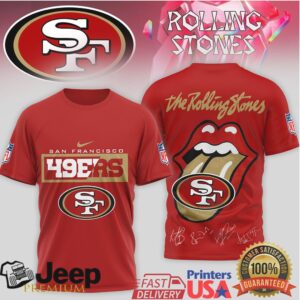 Rolling Stones x San Francisco 49ers Faithful Rock T Shirt Vintage NFL Signature Logo Rolling Stones x San Francisco 49ers Faithful Rock T Shirt Vintage NFL Signature Logo