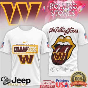 Rolling Stones x Washington Commanders Custom Signature T Shirt