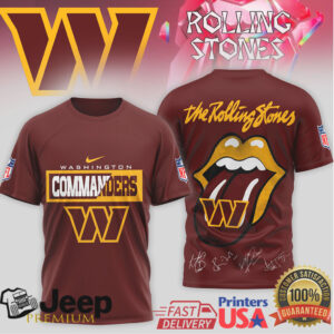 Rolling Stones x Washington Commanders Custom Signature T Shirt