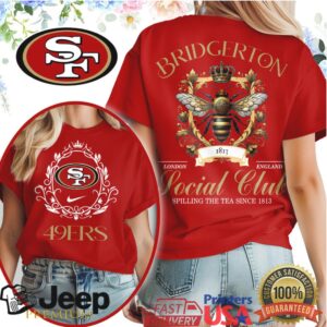 San Francisco 49ers Bridgerton Social Club Spilling The Tea Graphic T Shirt San Francisco 49ers Bridgerton Social Club Spilling The Tea Graphic T Shirt