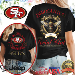 San Francisco 49ers Bridgerton Social Club Spilling The Tea Graphic T Shirt
