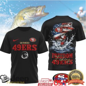 San Francisco 49ers Freedom Fishing Bass American Flag T Shirt