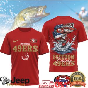 San Francisco 49ers Freedom Fishing Bass American Flag Tee
