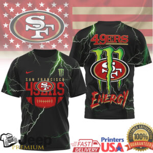 San Francisco 49ers Monster Energy 3D Lightning Football T Shirt