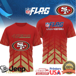 San Francisco 49ers NFL FLAG Play Football Sublimated T Shirt