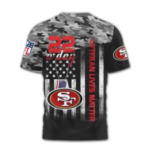 San Francisco 49ers NFL Veteran Awareness Camo Shirt End Veteran Suicide 22 A Day