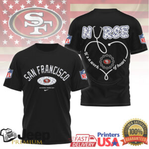 San Francisco 49ers Nurse Appreciation “Work of Heart” Stethoscope T Shirt
