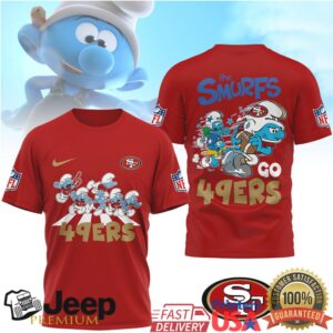 San Francisco 49ers x The Smurfs Retro Style NFL T Shirt
