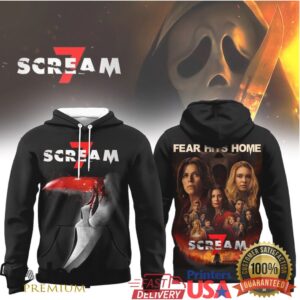 Scream 7 “Fear Hits Home” Movie Promo Hoodie and V Neck Tee