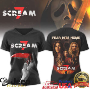 Scream 7 “Fear Hits Home” Movie Promo Hoodie and V Neck Tee