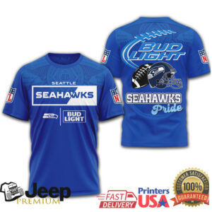 Seattle Seahawks Bud Light Beer Fan Pride All Over Print T Shirt
