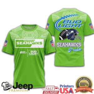 Seattle Seahawks Bud Light Beer Fan Pride All Over Print T Shirt
