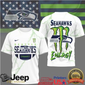 Seattle Seahawks Monster Energy 3D Lightning Graphic Tee Seattle Seahawks Monster Energy 3D Lightning Graphic Tee