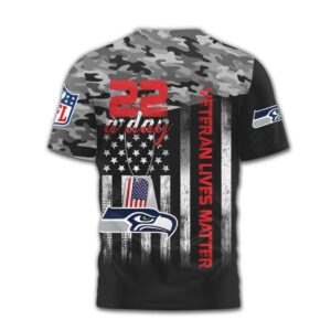 Seattle Seahawks NFL Veteran Lives Matter Shirt 22 A Day Camo Design