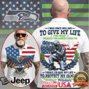 Seattle Seahawks Patriotic Eagle “Protect My Family” Custom Polo