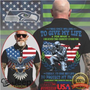 Seattle Seahawks Patriotic Eagle “Protect My Family” Custom Polo