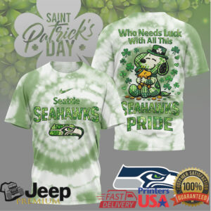 Seattle Seahawks Snoopy St. Patrick's Day Lucky Clover T Shirt