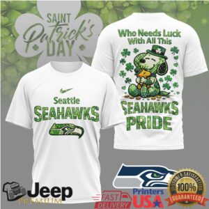 Seattle Seahawks Snoopy St. Patrick's Day Lucky Clover T Shirt