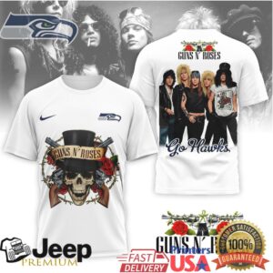 Seattle Seahawks x Guns N' Roses “Go Hawks” Rock Graphic T Shirt