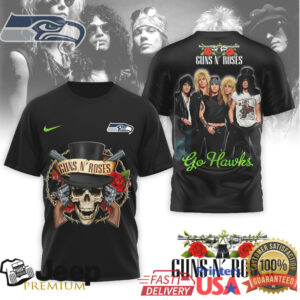 Seattle Seahawks x Guns N' Roses “Go Hawks” Rock Graphic T Shirt