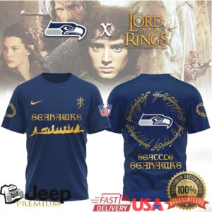 Seattle Seahawks x Lord of the Rings Middle Earth Map Style T Shirt