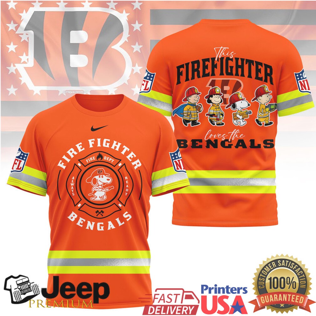 Snoopy Firefighter Cincinnati Bengals Reflective Graphic T Shirt Snoopy Firefighter Cincinnati Bengals Reflective Graphic T Shirt