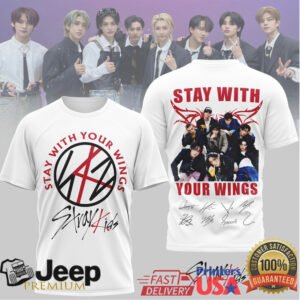 Stray Kids Stay With Your Wings K Pop Group Photo Signature T Shirt